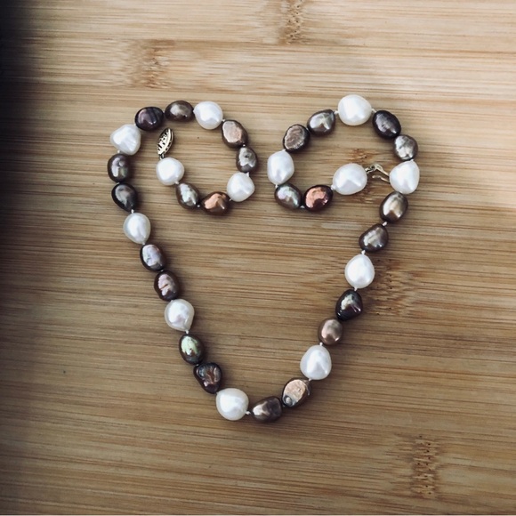 $144 14K Yellow Gold Clasp Estate Multi Colored Freshwater Pearl Necklace - Picture 4 of 5